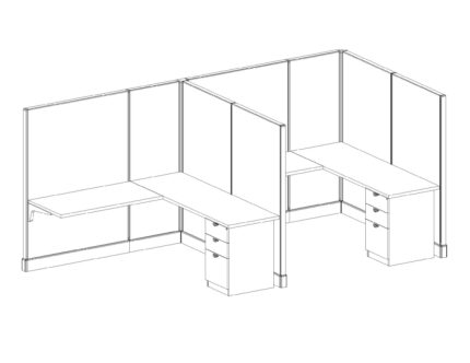 Ryara Modern 6'x6' Office Cubicle – 67'' High, 2-in-a-Row Setup